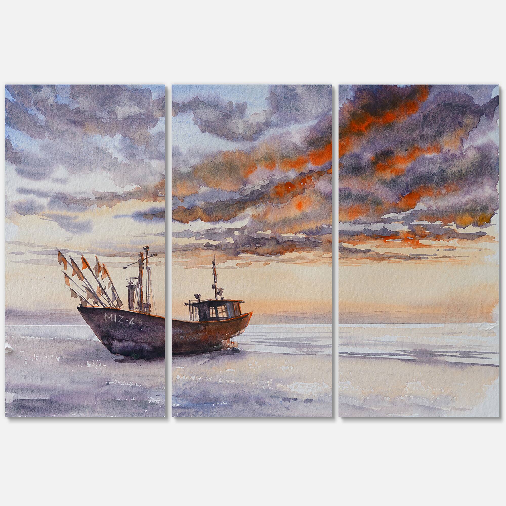 Designart - Wooden Fishing Boat On The Baltic Shore